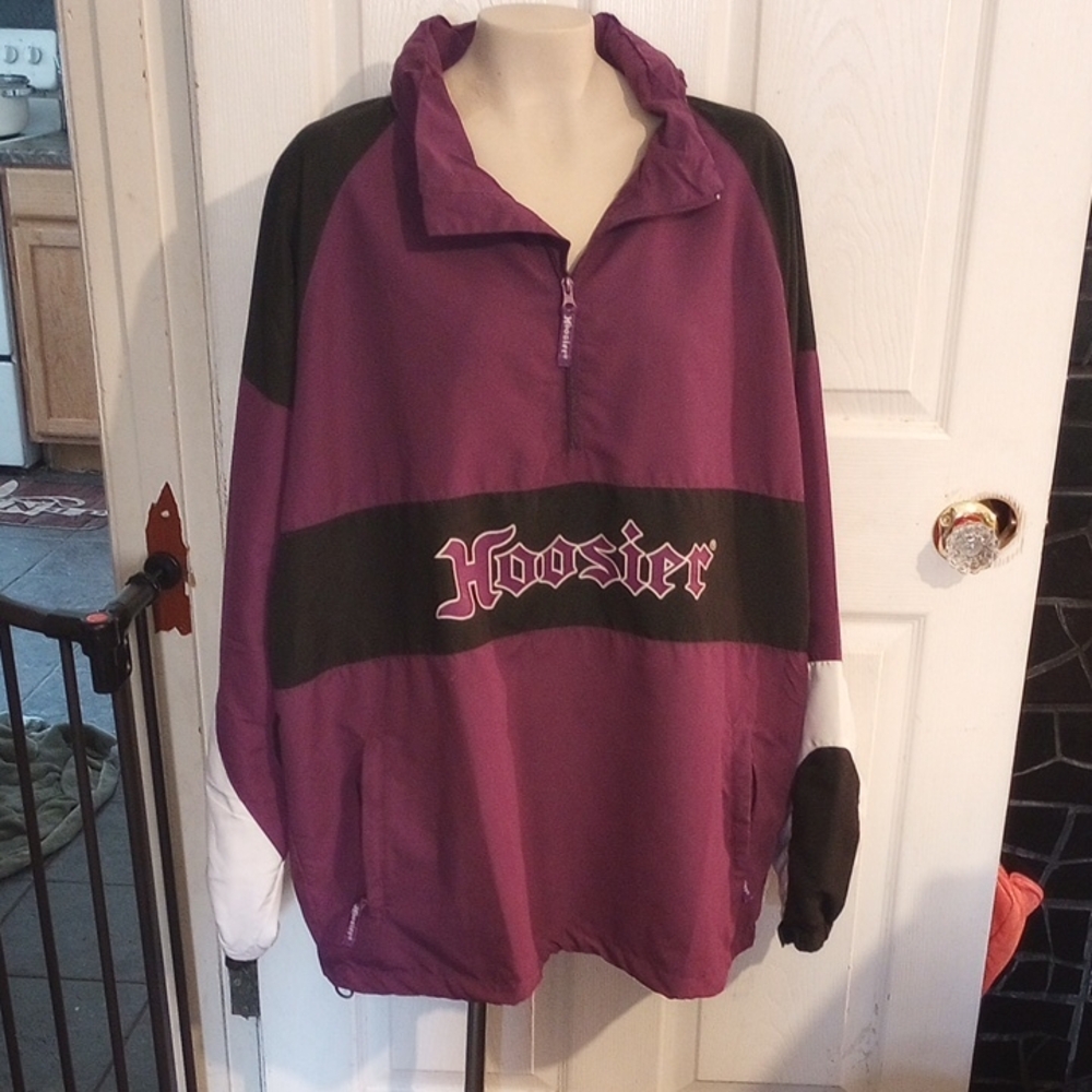 90s Purple and Black Hoosier Pullover Jacket